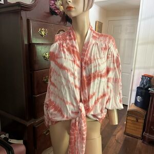 Young Fabulous & Broke Pink and White Tie-Dye Blouse